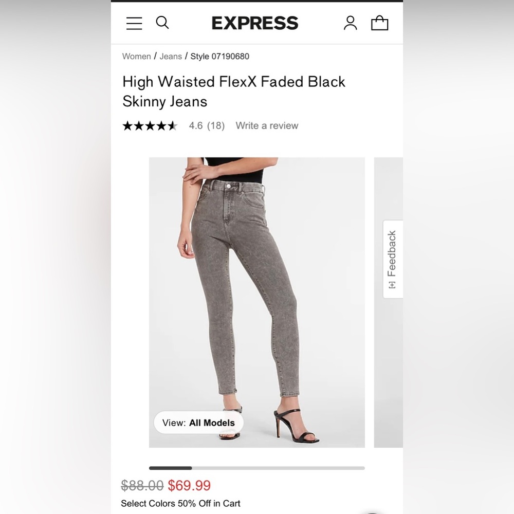 Skinny high rise jeans from Express- faded black. New with tags- never been worn